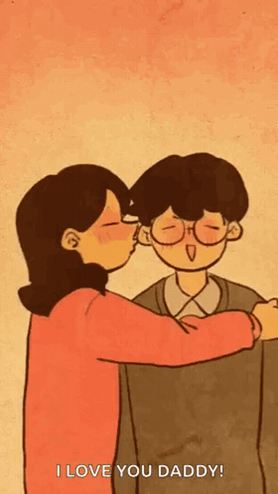 Woman Kissing Boy On Cheek GIF