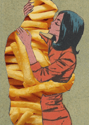 Woman Kissing French Fries