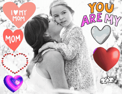 Woman Kissing Girl With Mom Heart GIF