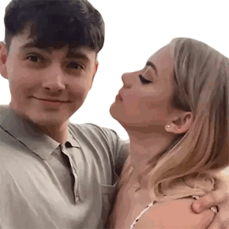 Woman Kissing Man On Cheek Sticker