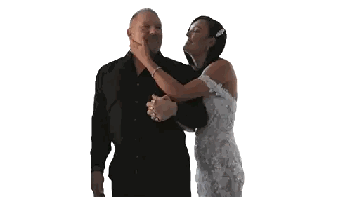 Woman Kissing Man On Cheek In White Dress Sticker