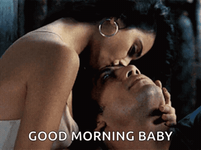 Woman Kissing Man Saying Good Morning Baby GIF