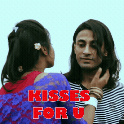 Woman Kissing Man Saying Kisses For U