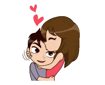 Woman Kissing Man With Hearts Sticker