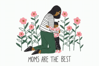 Woman Kneeling And Hugging Little Girl In Flower Field GIF