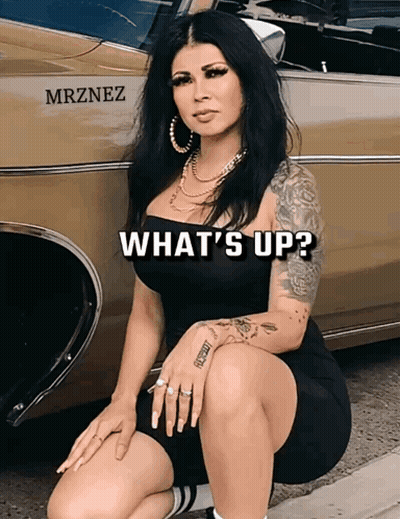 Woman Kneeling In Front Of Car Saying Mrznez GIF