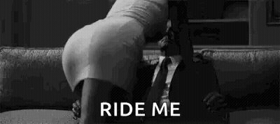 Woman Kneeling On Man's Lap Asking To Ride GIF