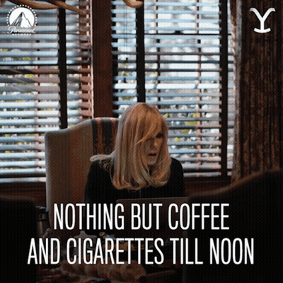 Woman Laptop Nothing But Coffee Cigarettes Till Noon GIF