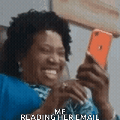 Woman Laughing At Phone Saying Me Reading Her Email GIF