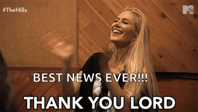Woman Laughing Best News Ever Thank You Lord GIF