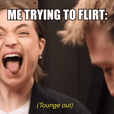 Woman Laughing Me Trying To Flirt Tongue Out GIF