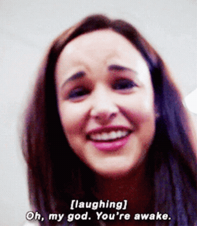 Woman Laughing Oh My God You're Awake GIF