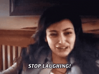 Woman Laughing Saying Stop Laughing GIF