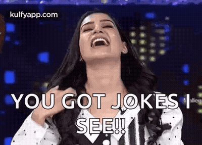 Woman Laughing Saying You Got Jokes I See! GIF