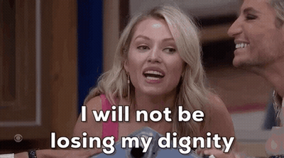 Woman Laughing With Man Saying I Will Not Be Losing My Dignity GIF