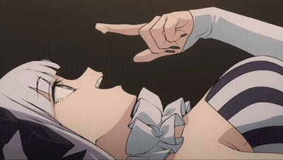 Woman Laying Down With Hand Pointing At Face GIF