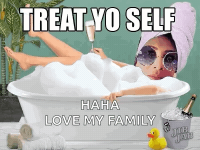 Woman Laying In Bathtub With Towel On Head GIF