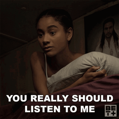 Woman Laying In Bed Saying You Really Should Listen To Me GIF