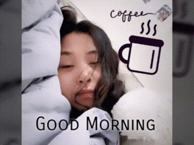 Woman Laying In Bed With Coffee Saying Good Morning GIF