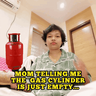 Woman Laying On Bed Mom Says Gas Cylinder Just GIF