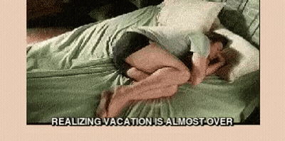 Woman Laying On Bed Realizing Vacation Is Almost Over GIF
