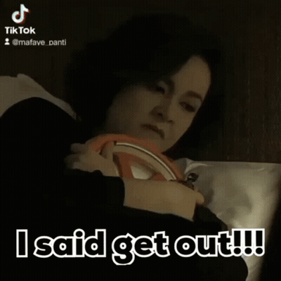 Woman Laying On Bed Saying I Said Get Out GIF