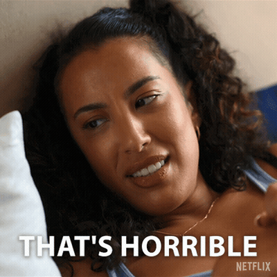 Woman Laying On Bed Saying That's Horrible Netflix GIF