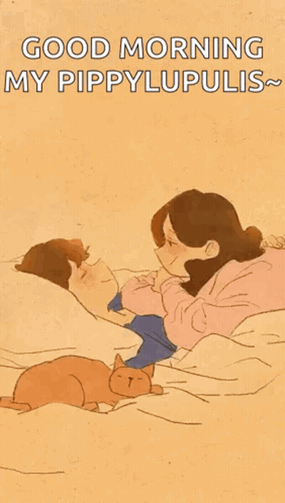 Woman Laying On Bed With Child And Cat GIF