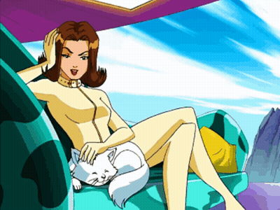 Woman Laying On Chair With Cat On Lap GIF