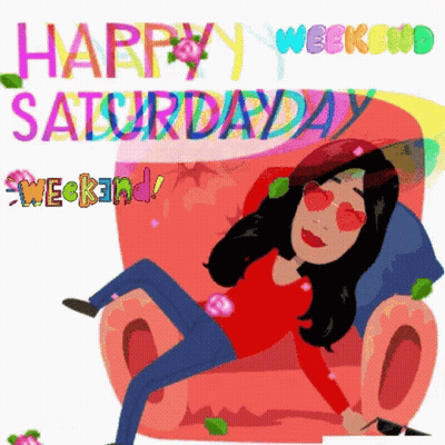 Woman Laying On Couch Happy Saturday Weekend GIF
