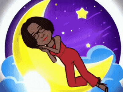 Woman Laying On Crescent Moon GIF