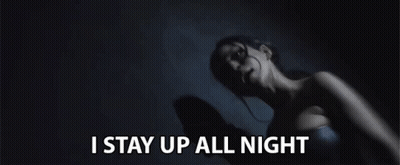 Woman Laying On Floor Saying I Stay Up All Night GIF