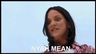Woman Laying On Ground Saying Nyah Mean GIF