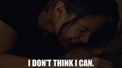 Woman Laying On Man's Chest Saying I Don't Think I Can GIF