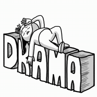 Woman Laying On Word Drama GIF