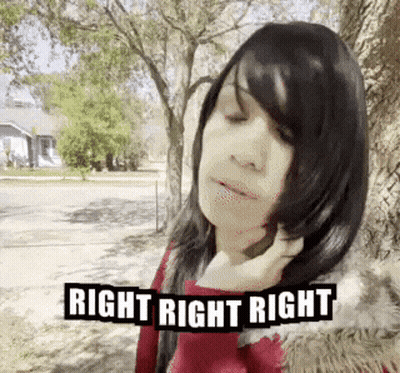 Woman Leaning Against Tree Saying Right Right Right GIF