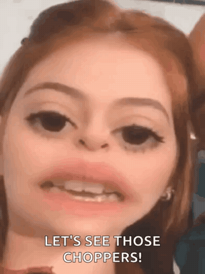 Woman Let's See Those Choppers GIF