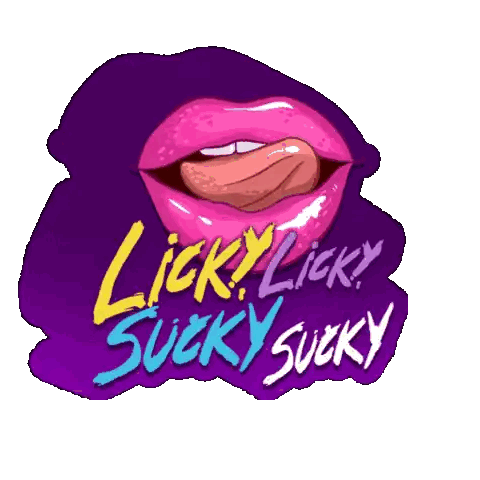 Woman Licking Lips With Licky Sucky Sticker