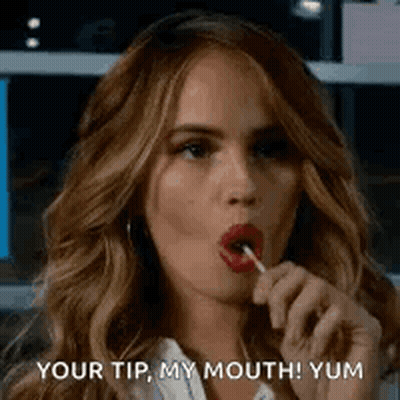 Woman Licking Lollipop Saying Your Tip My Mouth Yum GIF