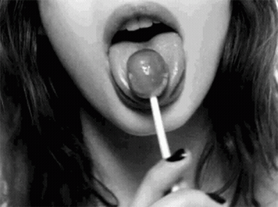 Woman Licking Lollipop Tongue Out Black And White GIF