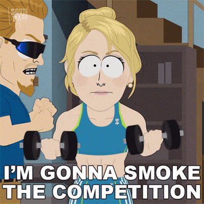 Woman Lifting Dumbbells Saying I'm Gonna Smoke The Competition GIF