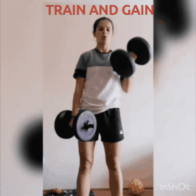 Woman Lifting Dumbbells Train And Gain GIF