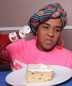 Woman Likes Ketchup On Cake GIF