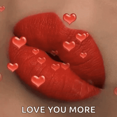 Woman Lips With Red Lipstick And Hearts GIF