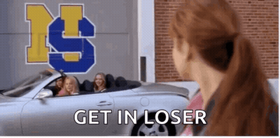 Woman Looking At Girls In Convertible GIF