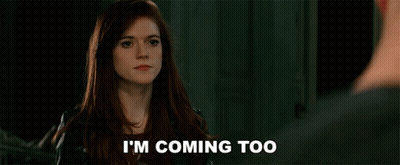 Woman Looking At Man Saying Im Coming Too GIF