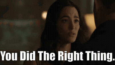 Woman Looking At Man Saying You Did The Right Thing GIF