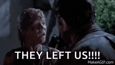 Woman Looking At Man Says They Left Us GIF
