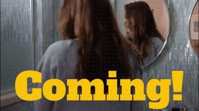 Woman Looking At Mirror With Words Coming GIF