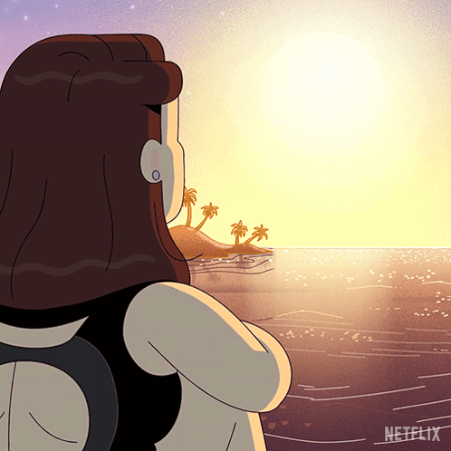 Woman Looking At Ocean With Netflix GIF